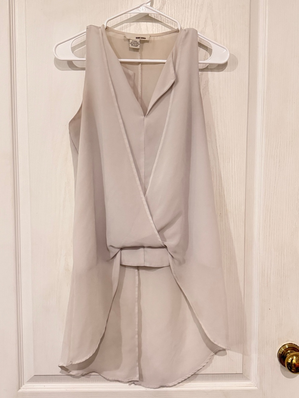 Sans Souci Light Gray High-Low Sleeveless Top